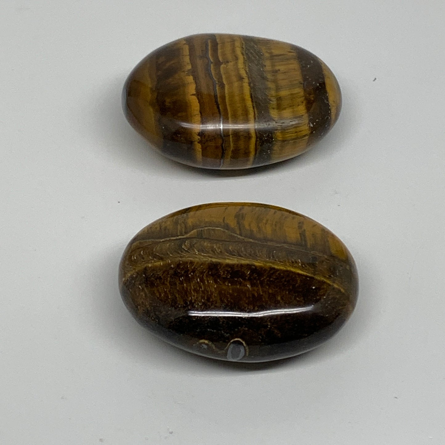 157.2g, 2.2"-2.2", 2pcs, Natural Tiger's Eye Palm-Stone Polished, B34818