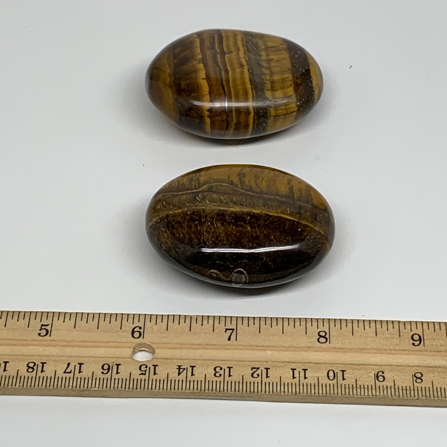 157.2g, 2.2"-2.2", 2pcs, Natural Tiger's Eye Palm-Stone Polished, B34818