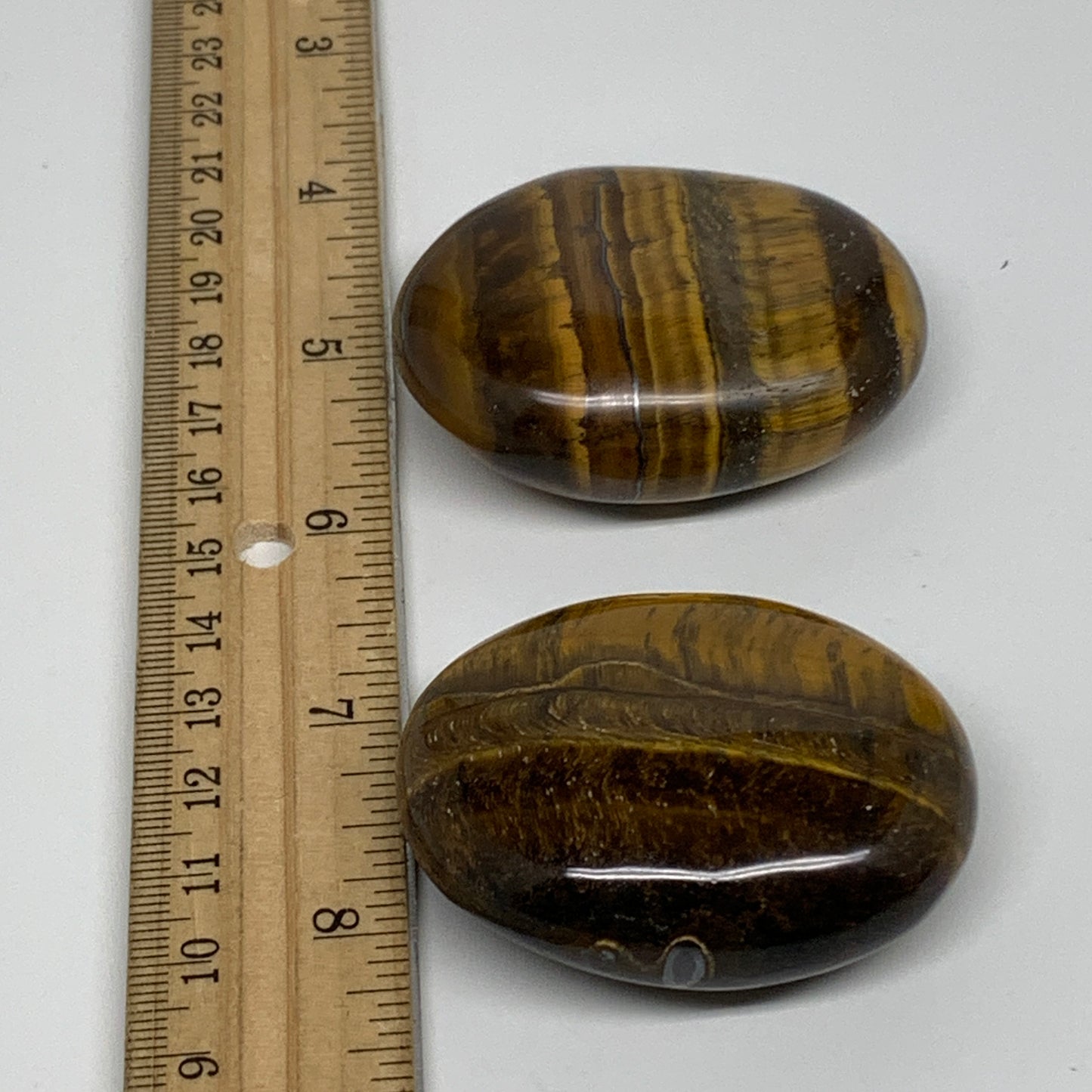 157.2g, 2.2"-2.2", 2pcs, Natural Tiger's Eye Palm-Stone Polished, B34818