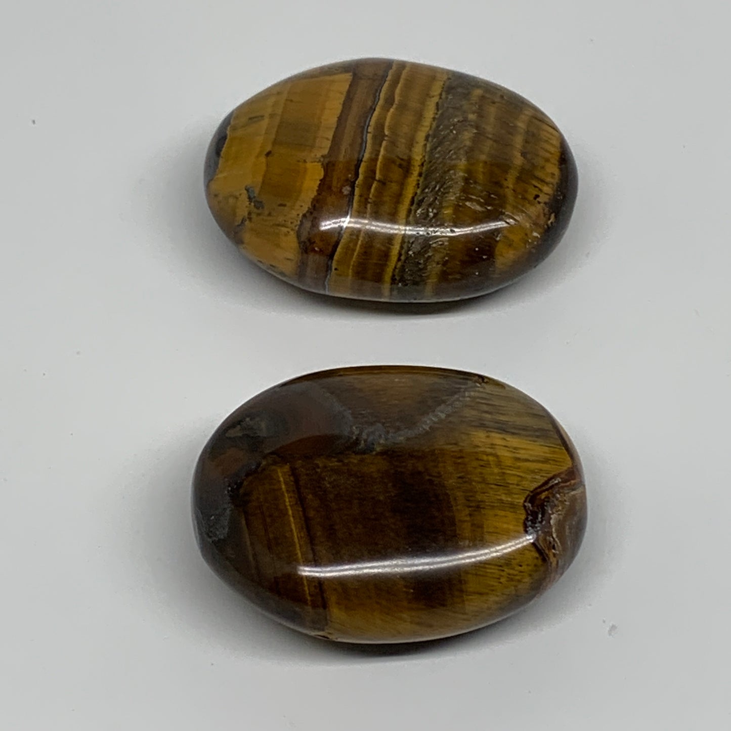 158.3g, 2.1"-2.2", 2pcs, Natural Tiger's Eye Palm-Stone Polished, B34820