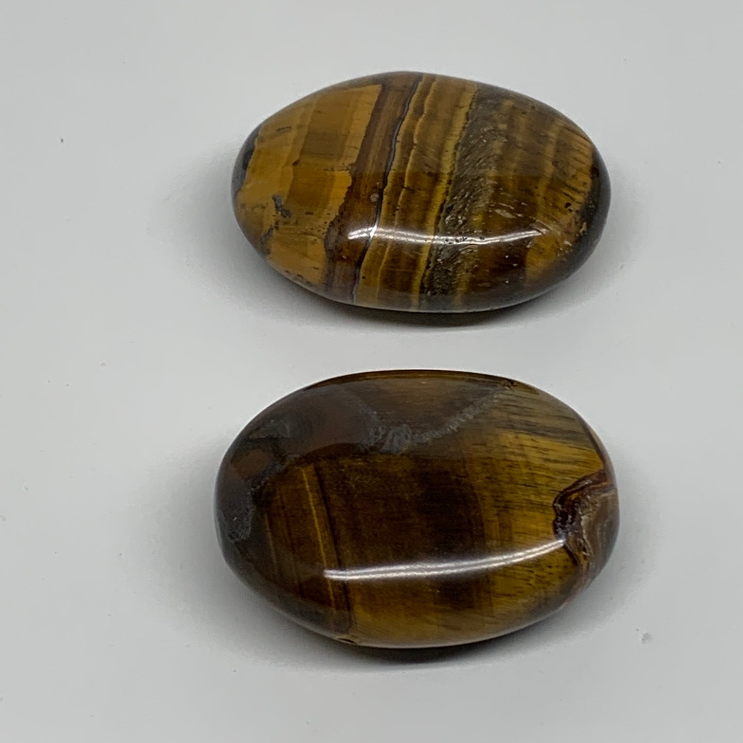 158.3g, 2.1"-2.2", 2pcs, Natural Tiger's Eye Palm-Stone Polished, B34820