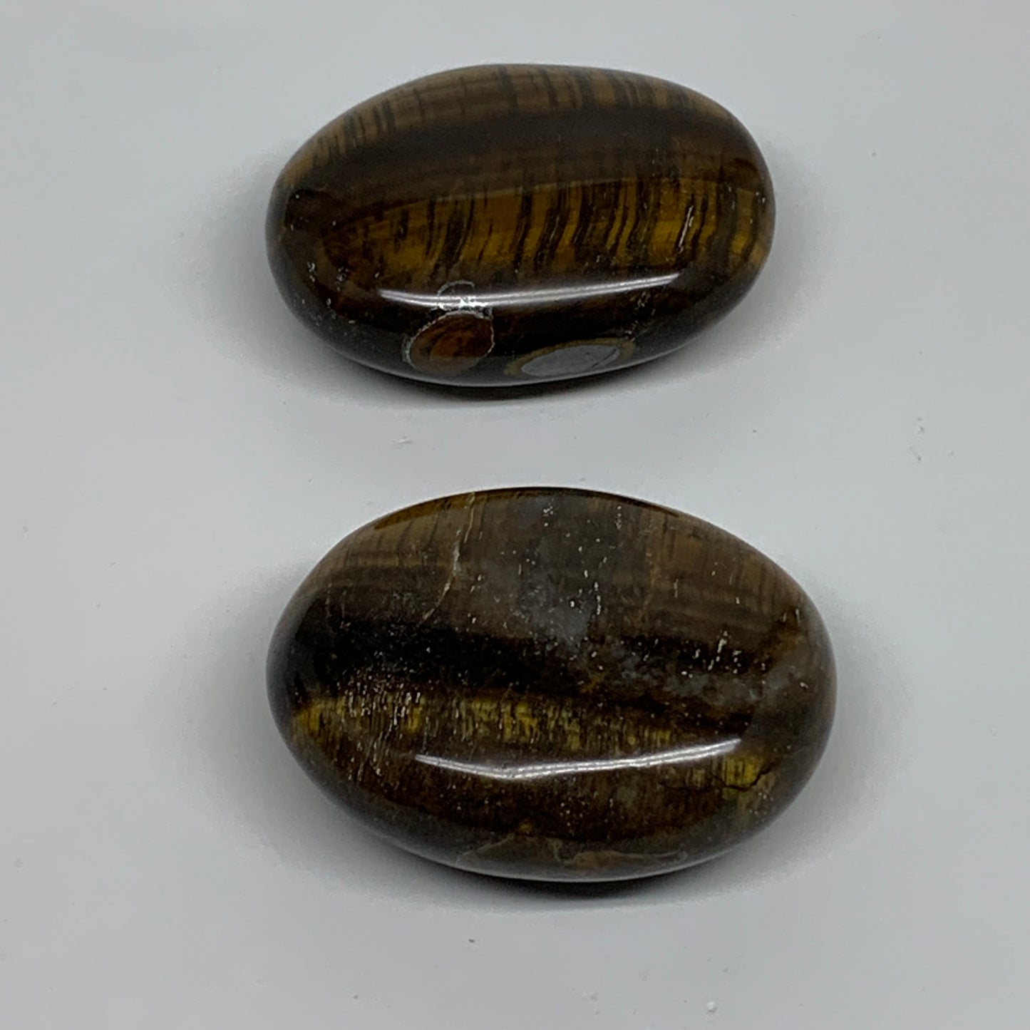 164.2g, 2.2"-2.2", 2pcs, Natural Tiger's Eye Palm-Stone Polished, B34821