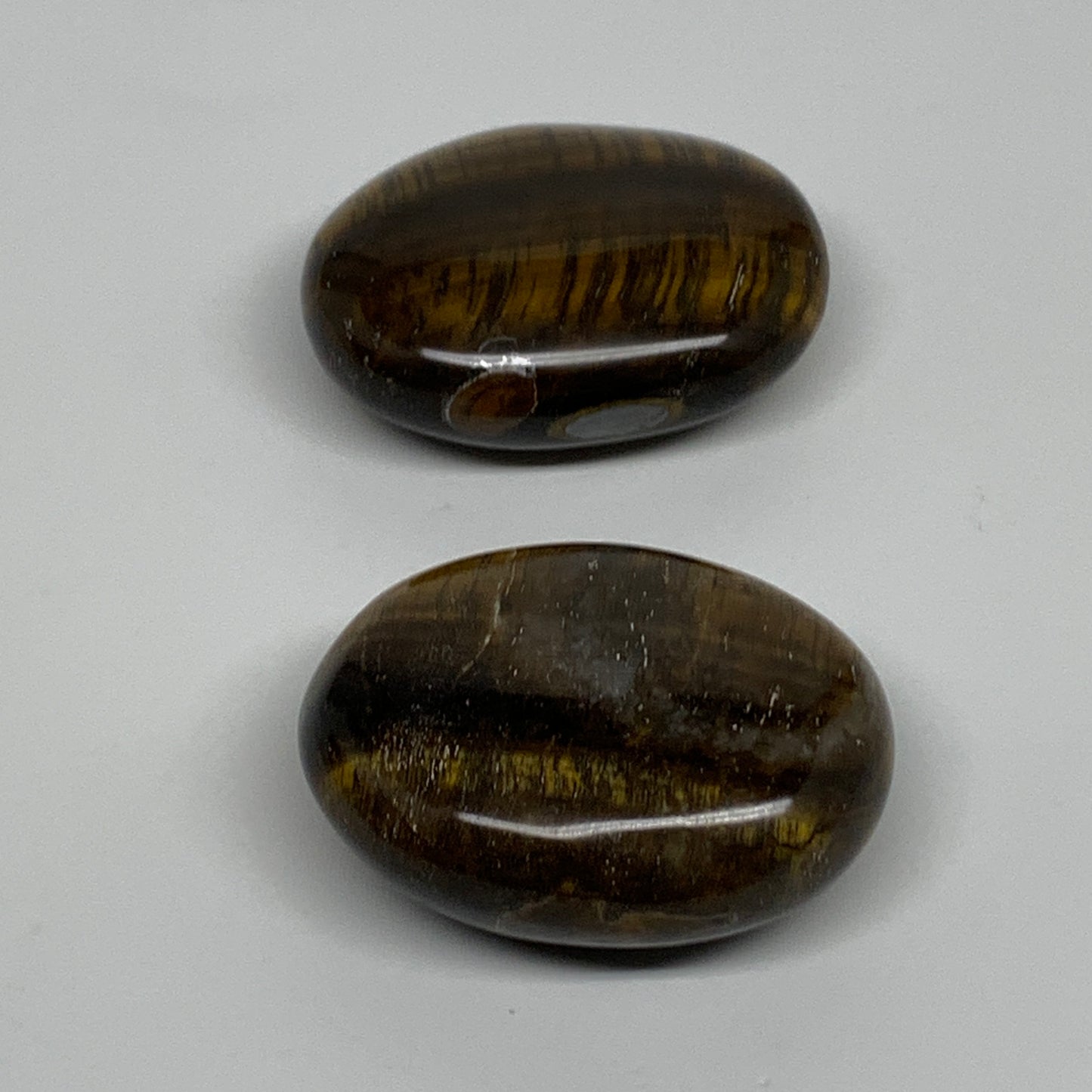 164.2g, 2.2"-2.2", 2pcs, Natural Tiger's Eye Palm-Stone Polished, B34821