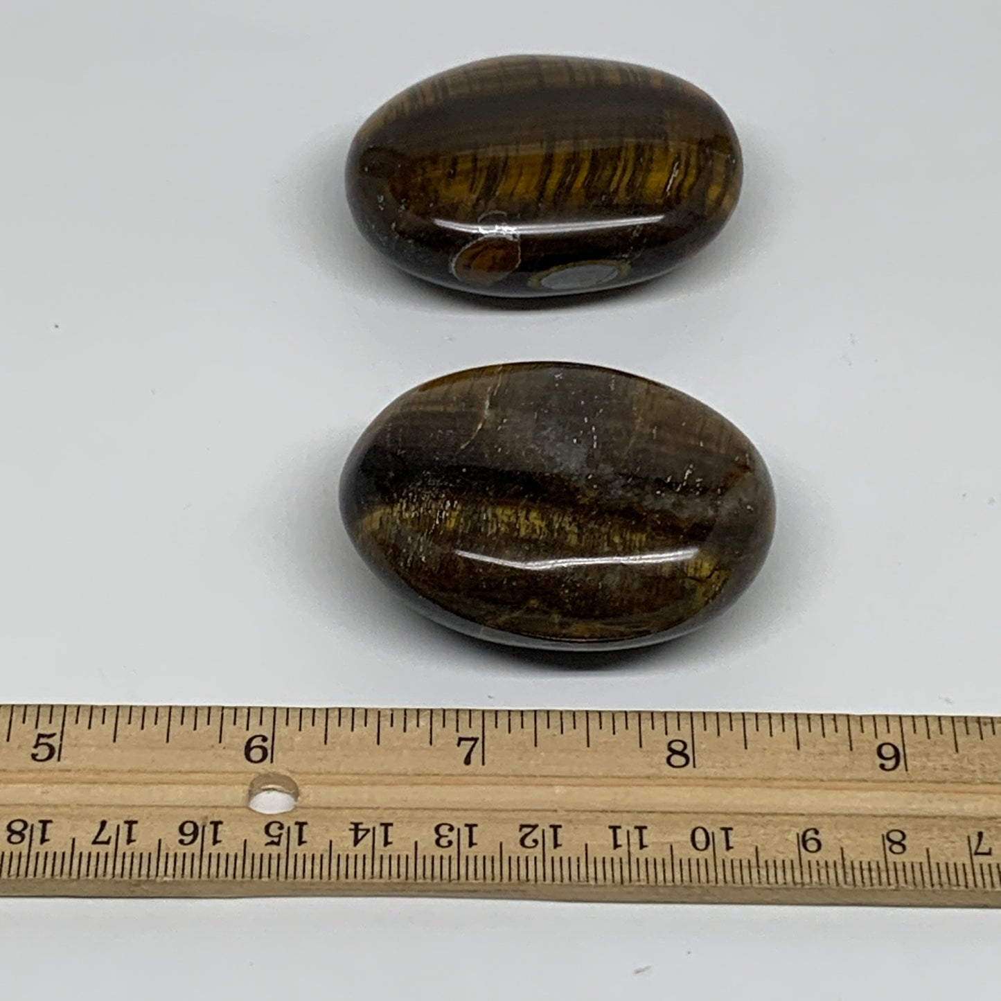 164.2g, 2.2"-2.2", 2pcs, Natural Tiger's Eye Palm-Stone Polished, B34821