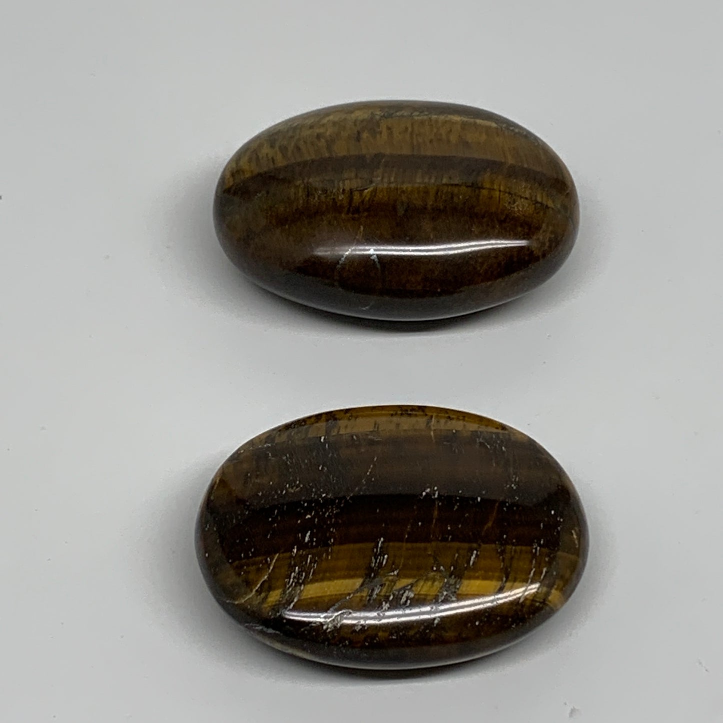 139.9g, 2.2"-2.3", 2pcs, Natural Tiger's Eye Palm-Stone Polished, B34824