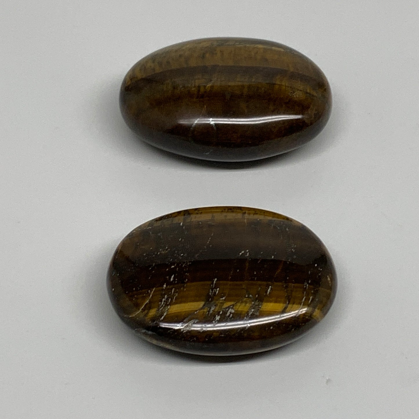 139.9g, 2.2"-2.3", 2pcs, Natural Tiger's Eye Palm-Stone Polished, B34824