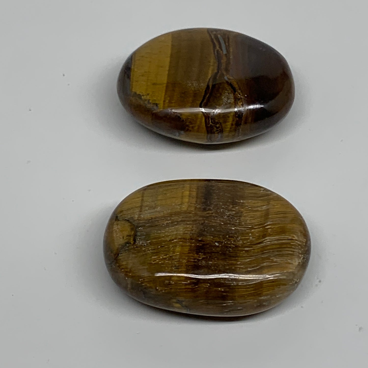 162.5g, 2.1"-2.2", 2pcs, Natural Tiger's Eye Palm-Stone Polished, B34825