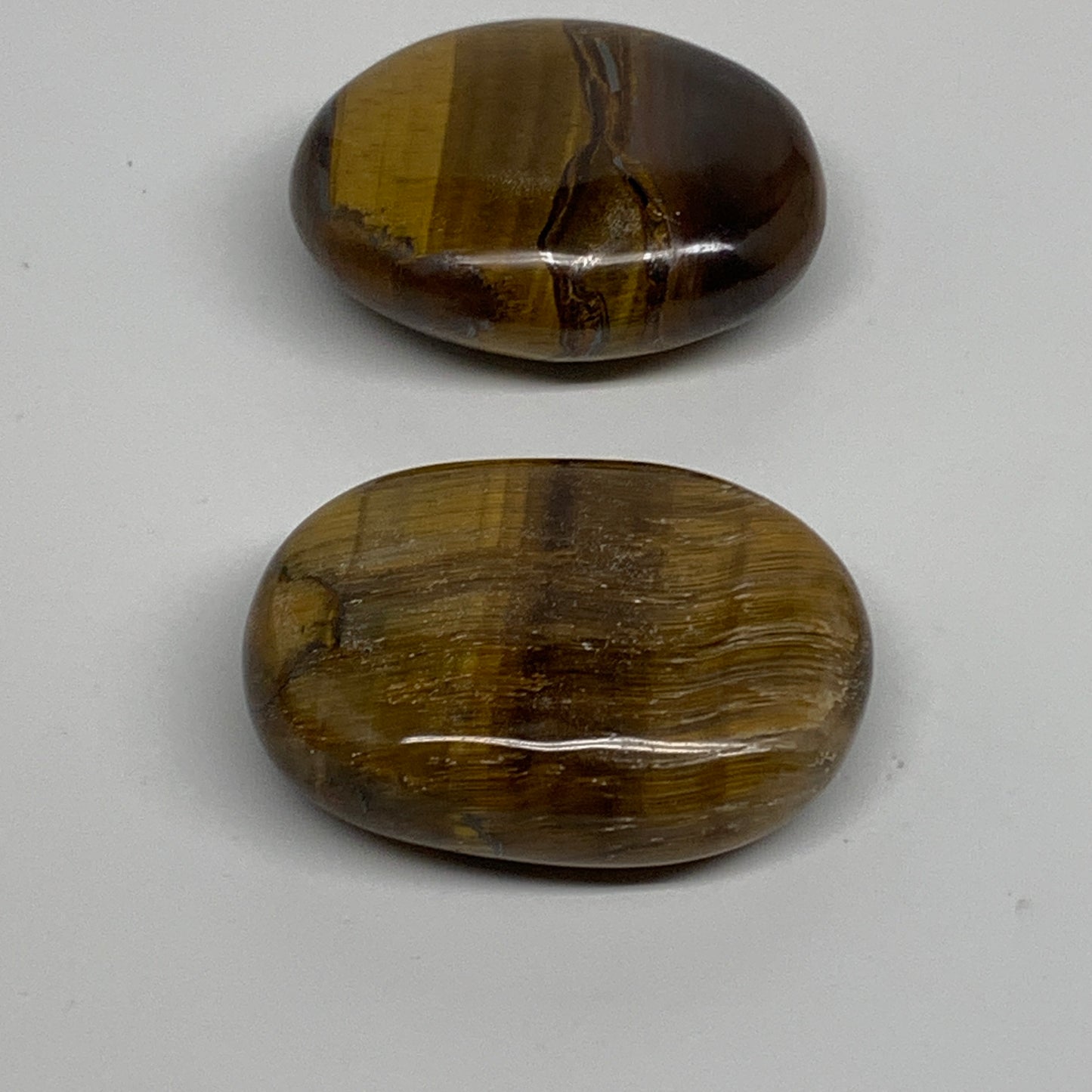 162.5g, 2.1"-2.2", 2pcs, Natural Tiger's Eye Palm-Stone Polished, B34825