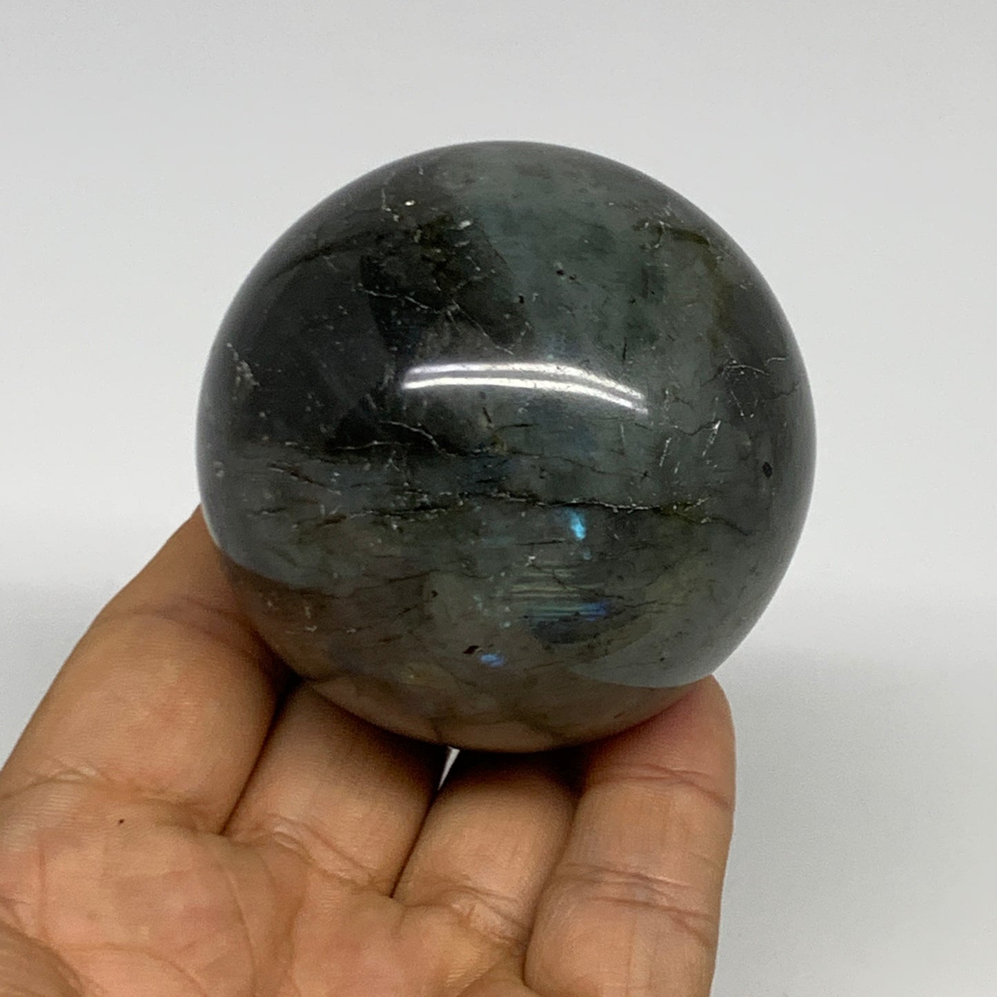 290.6g, 2.3"(59mm), Labradorite Sphere Gemstone,Crystal @Madagascar, B29890