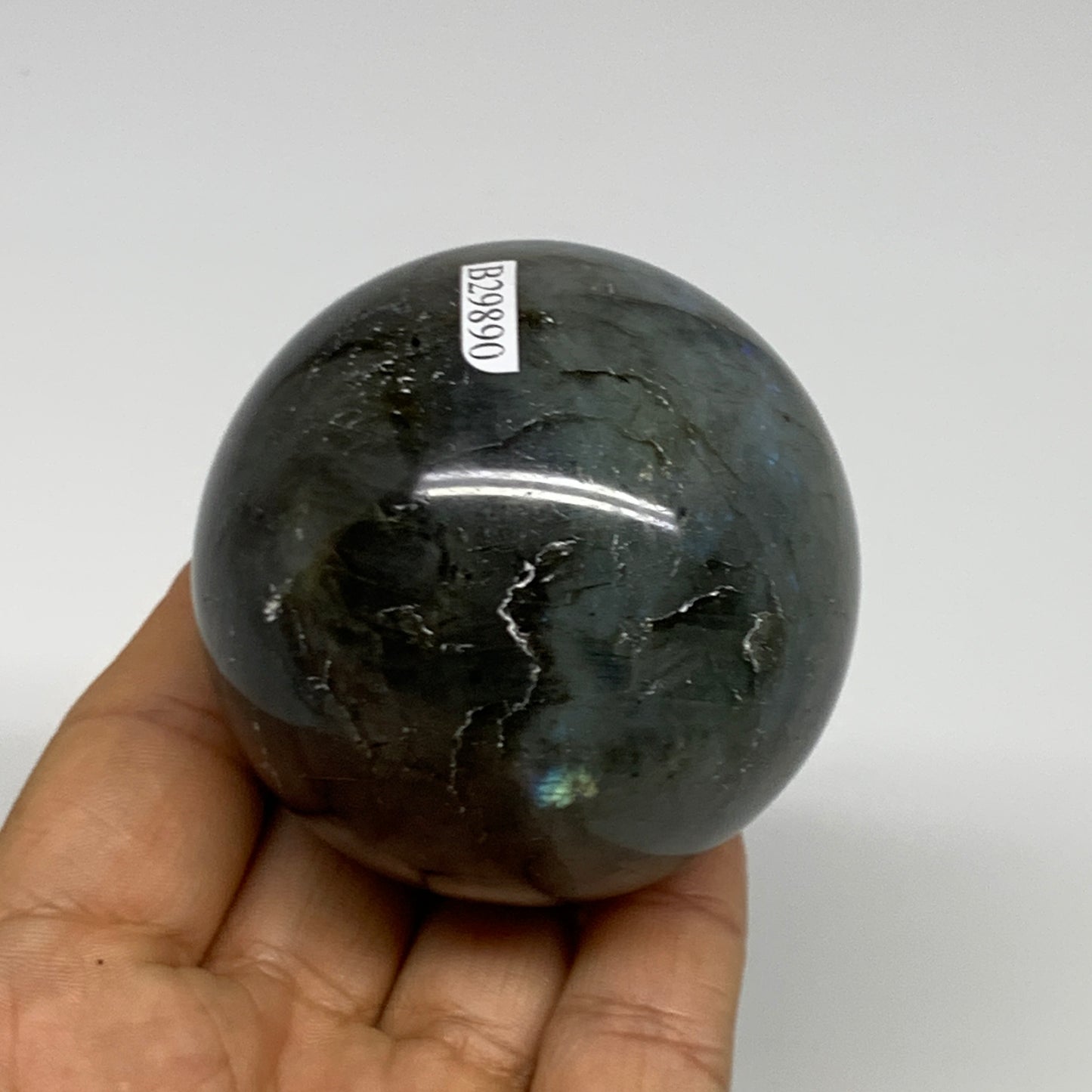 290.6g, 2.3"(59mm), Labradorite Sphere Gemstone,Crystal @Madagascar, B29890