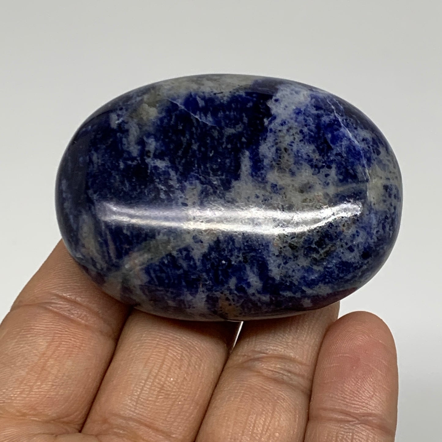 91.5g, 2.3"x1.7"x0.9", Sodalite Palm-Stone Crystal Polished Handmade, B34835