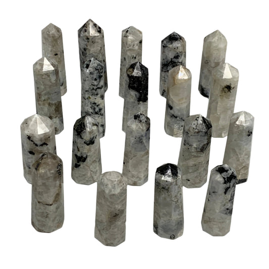 2.2 lbs, 2.3" - 3", 19pcs, Natural Rainbow Moonstone Towers, Obelisks, B29119