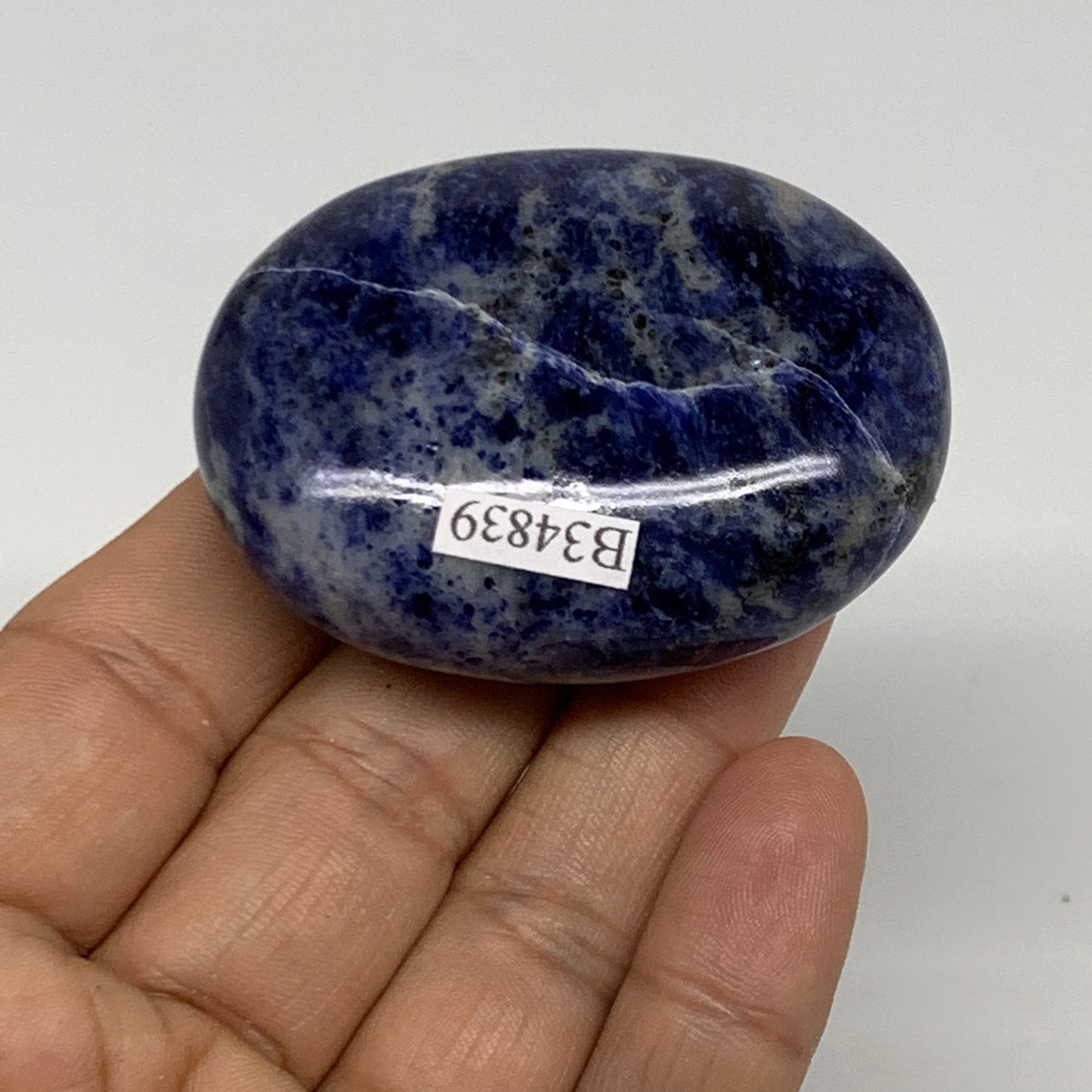 78.2g, 2.2"x1.7"x0.8", Sodalite Palm-Stone Crystal Polished Handmade, B34839