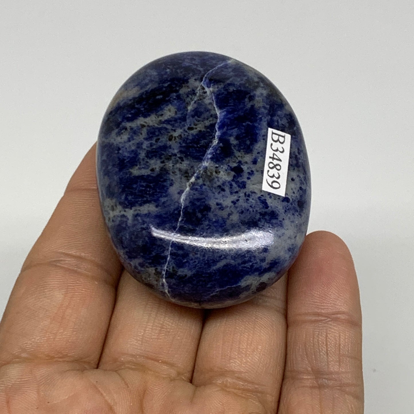 78.2g, 2.2"x1.7"x0.8", Sodalite Palm-Stone Crystal Polished Handmade, B34839