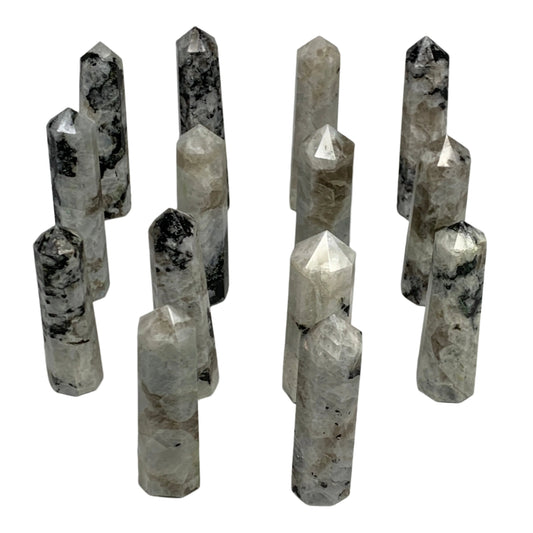 2.2 lbs, 2.9" - 3.8", 14pcs, Natural Rainbow Moonstone Towers, Obelisks, B29120