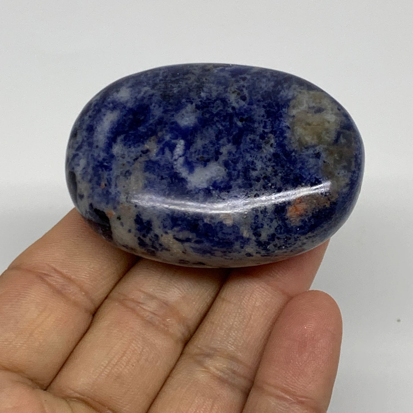 85.1g, 2.3"x1.7"x0.8", Sodalite Palm-Stone Crystal Polished Handmade, B34843