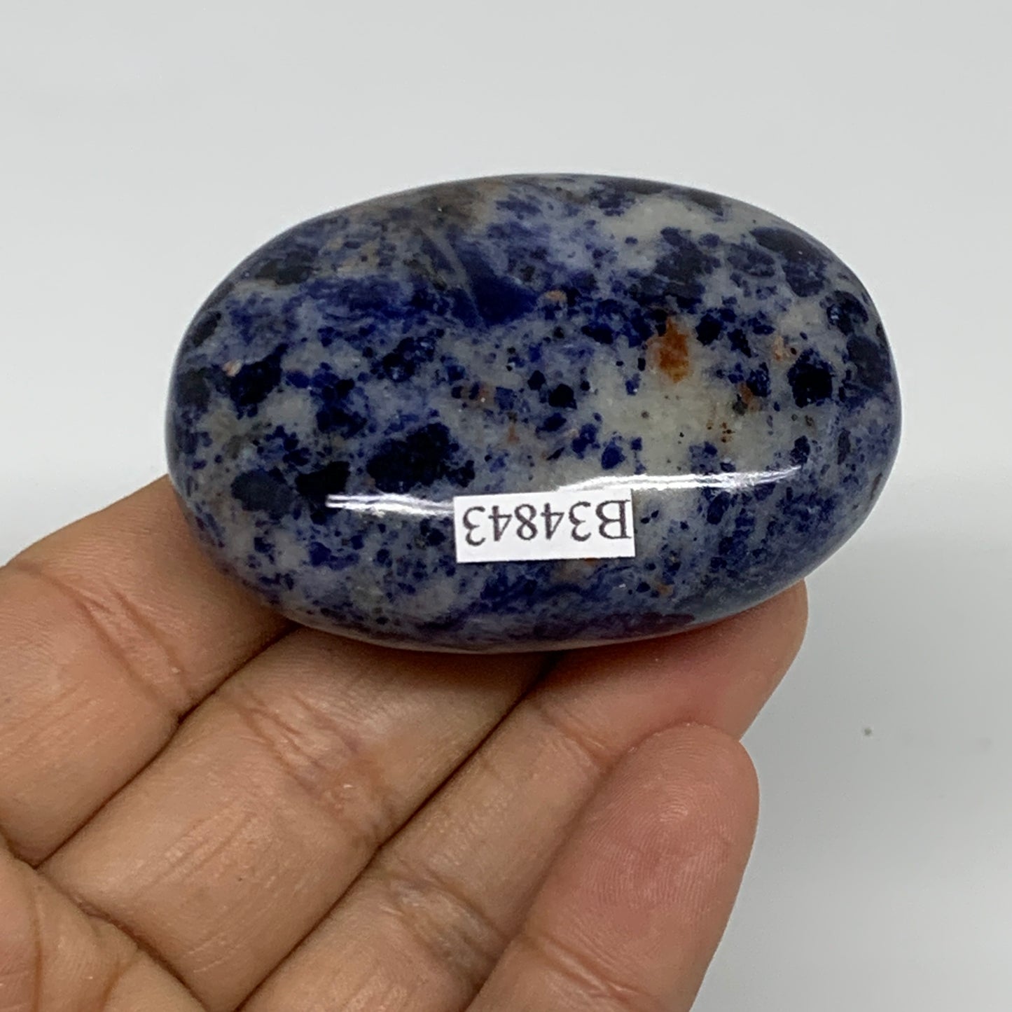 85.1g, 2.3"x1.7"x0.8", Sodalite Palm-Stone Crystal Polished Handmade, B34843