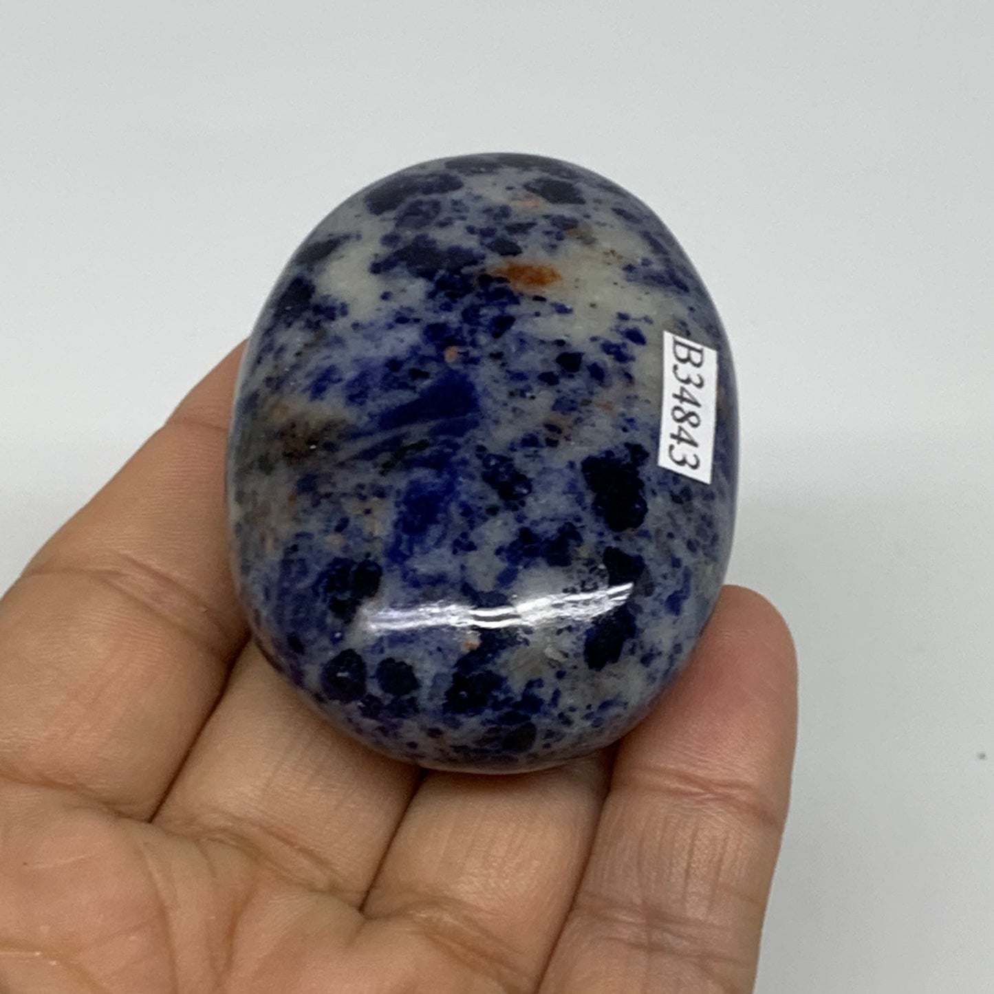 85.1g, 2.3"x1.7"x0.8", Sodalite Palm-Stone Crystal Polished Handmade, B34843