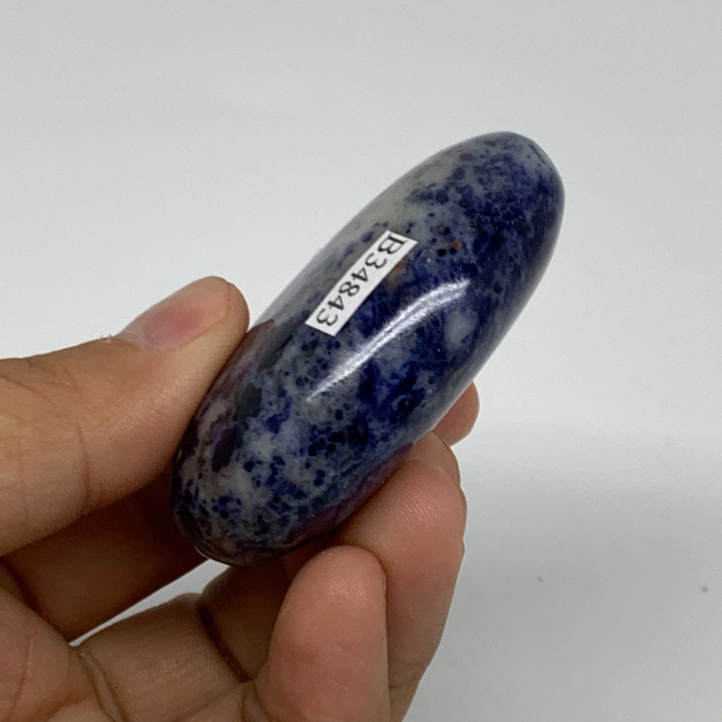 85.1g, 2.3"x1.7"x0.8", Sodalite Palm-Stone Crystal Polished Handmade, B34843