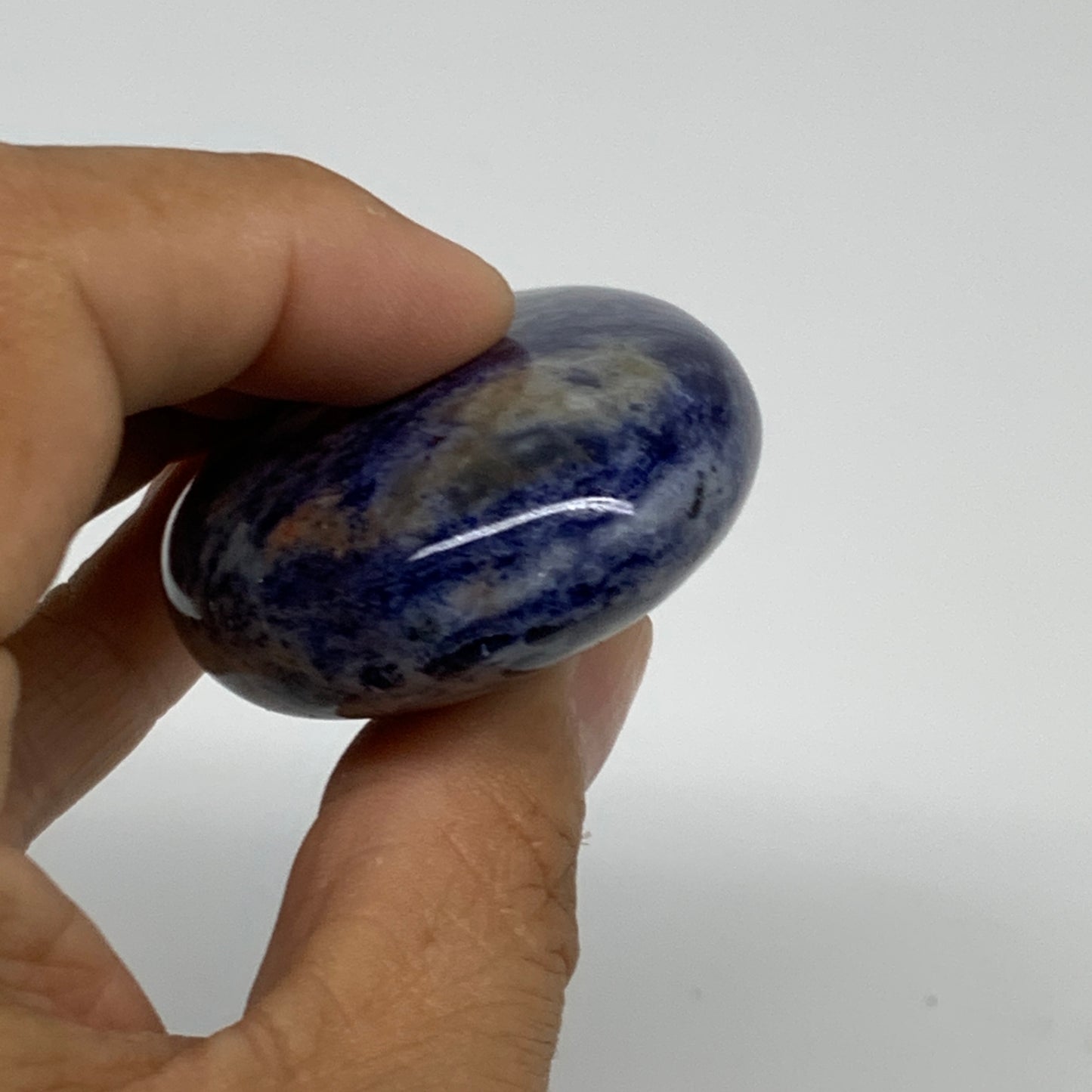 85.1g, 2.3"x1.7"x0.8", Sodalite Palm-Stone Crystal Polished Handmade, B34843