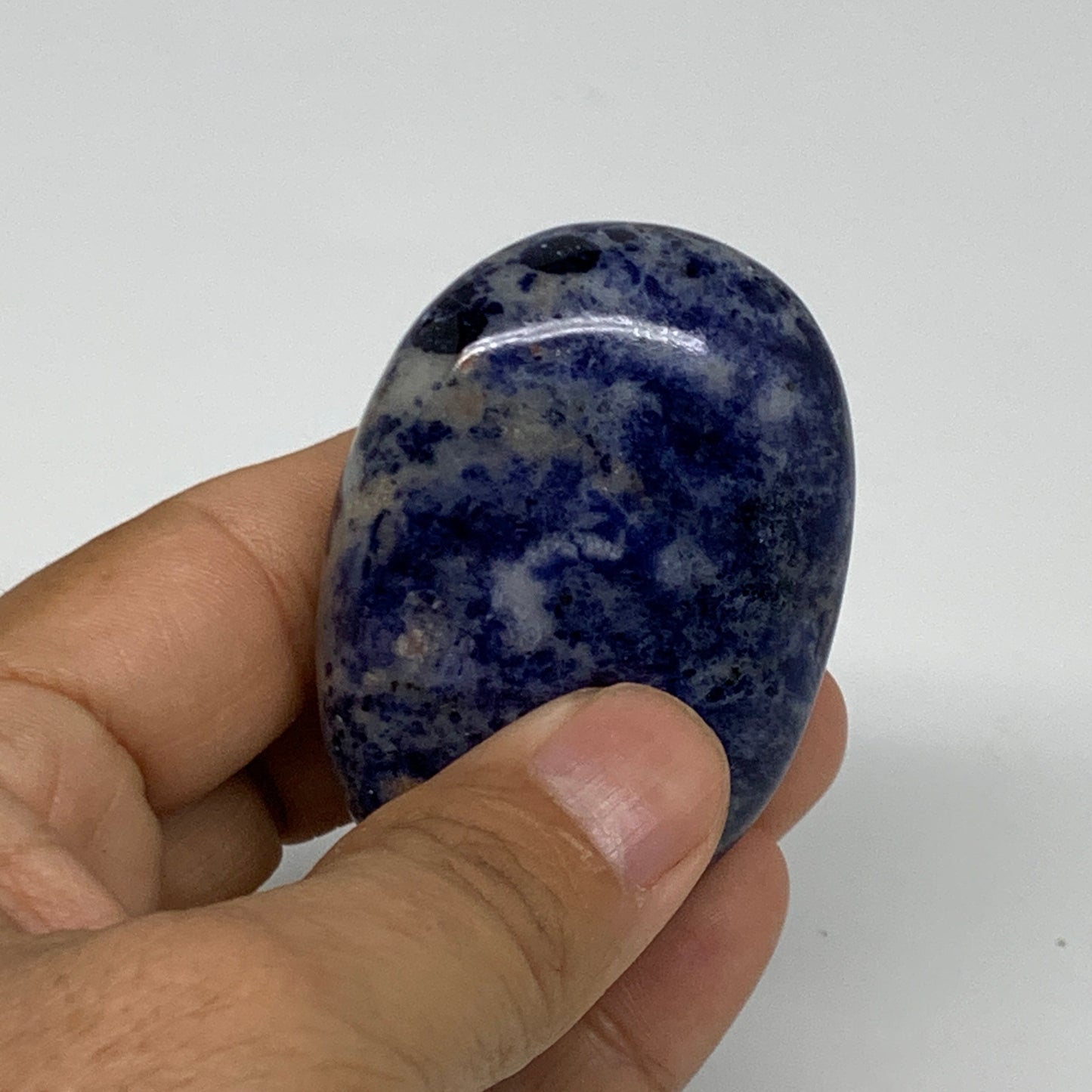 85.1g, 2.3"x1.7"x0.8", Sodalite Palm-Stone Crystal Polished Handmade, B34843