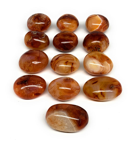 2.2 lbs, 1.7"-2.2", 13pcs, Red Carnelian Palm-Stone Polished Crystals, B28381