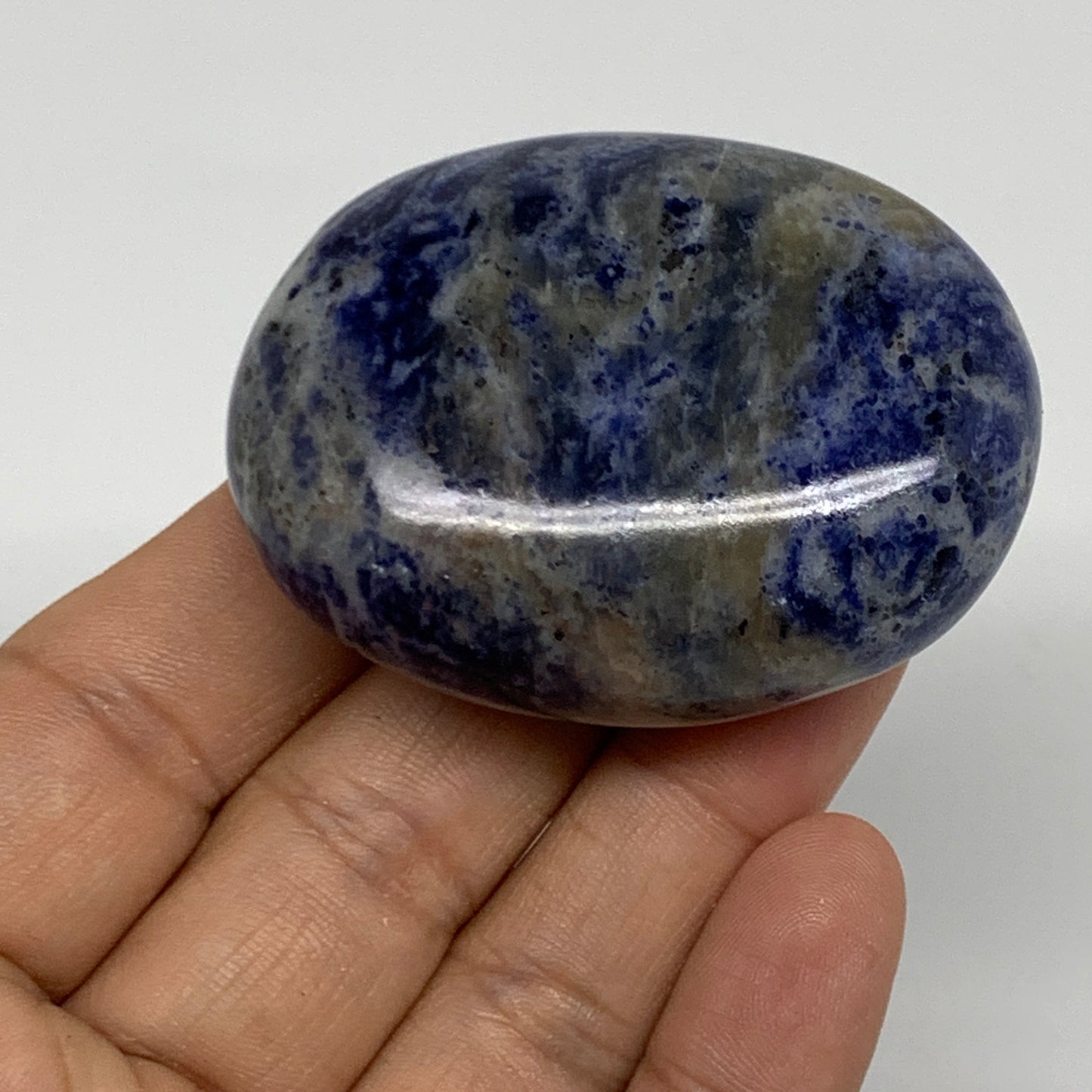 83.6g, 2.2"x1.7"x0.9", Sodalite Palm-Stone Crystal Polished Handmade, B34844