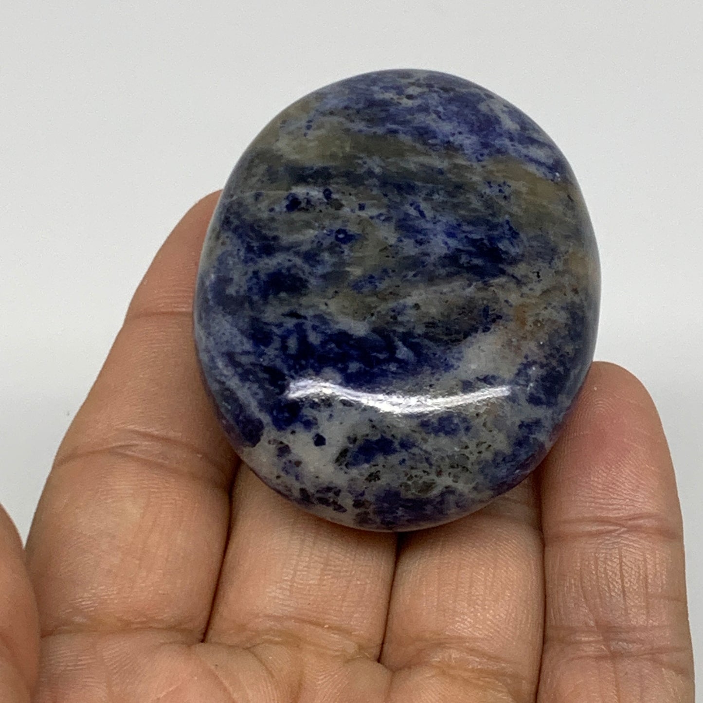 83.6g, 2.2"x1.7"x0.9", Sodalite Palm-Stone Crystal Polished Handmade, B34844