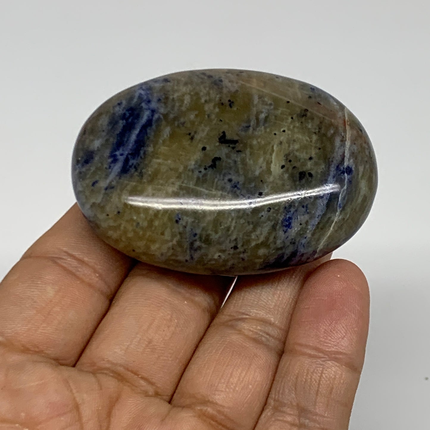 82.8g, 2.3"x1.7"x0.8", Sodalite Palm-Stone Crystal Polished Handmade, B34845