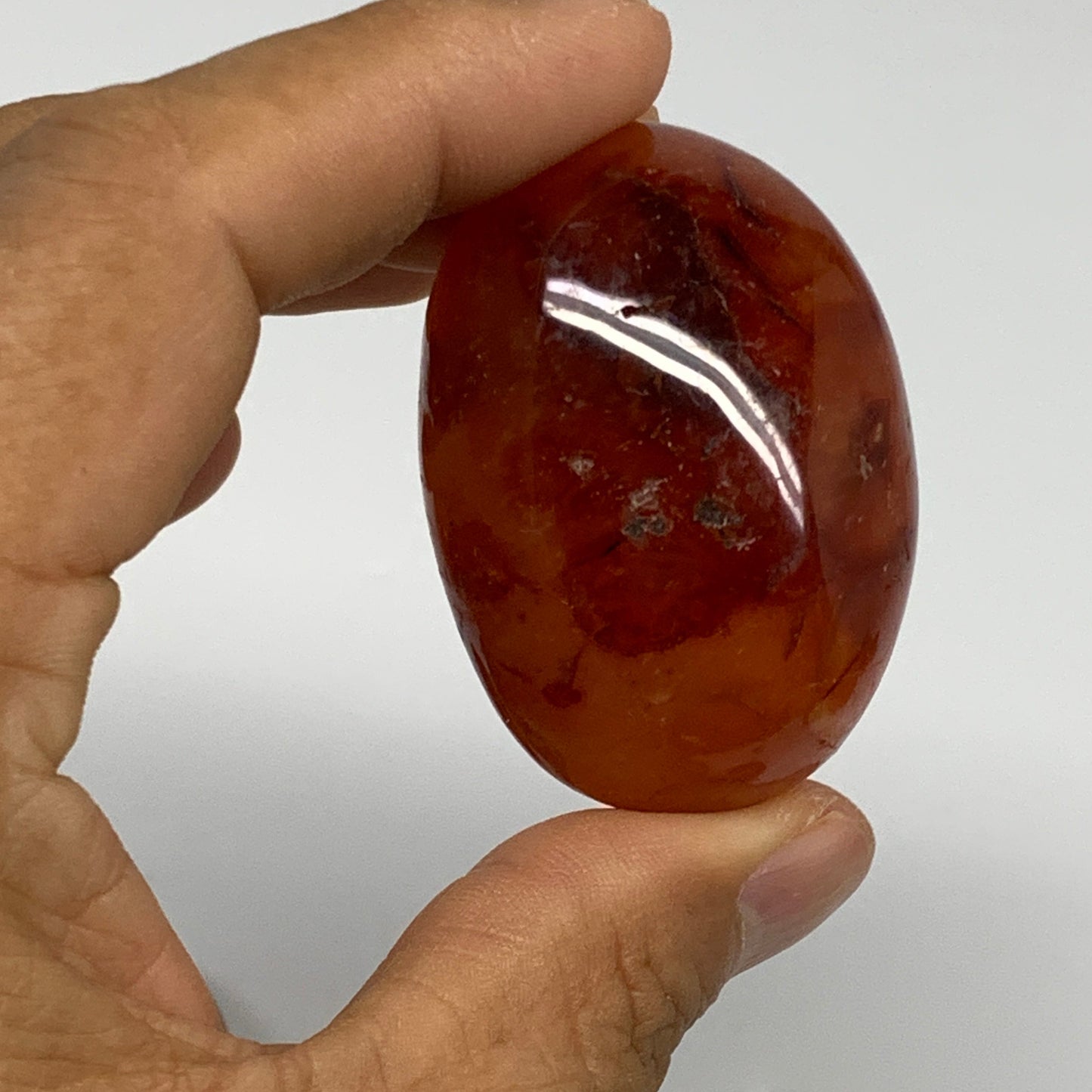 2.2 lbs, 1.5"-2", 19pcs, Red Carnelian Palm-Stone Polished Crystals, B28382