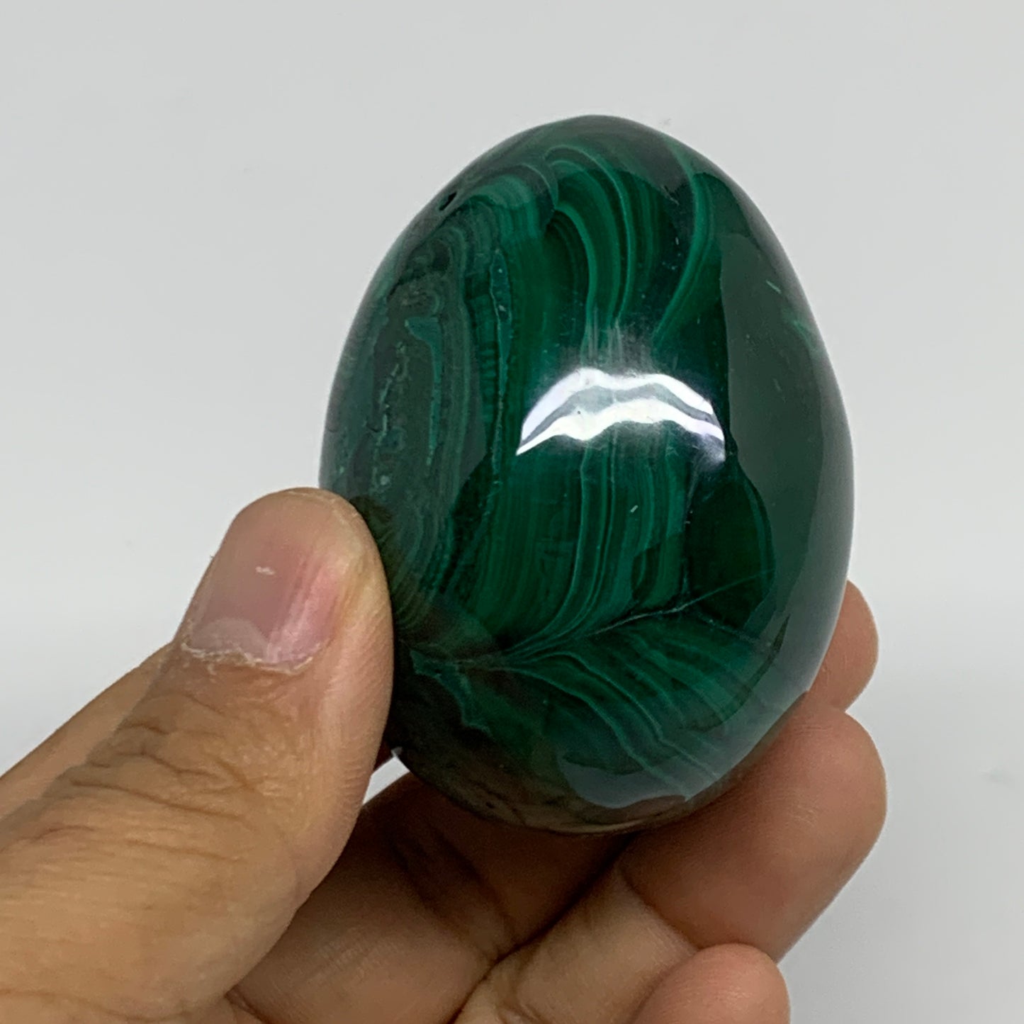 0.45 lbs, 2.3"x1.7", Natural Solid Malachite Egg Polished Gemstone @Congo, B3276