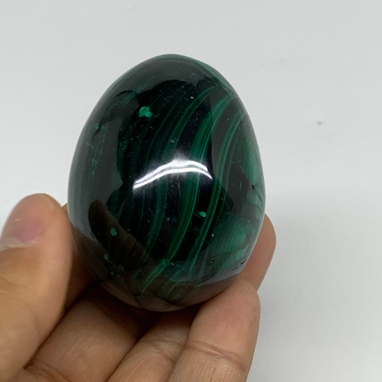 206.6g, 2.2"x1.9", Natural Solid Malachite Egg Polished Gemstone @Congo, B32766