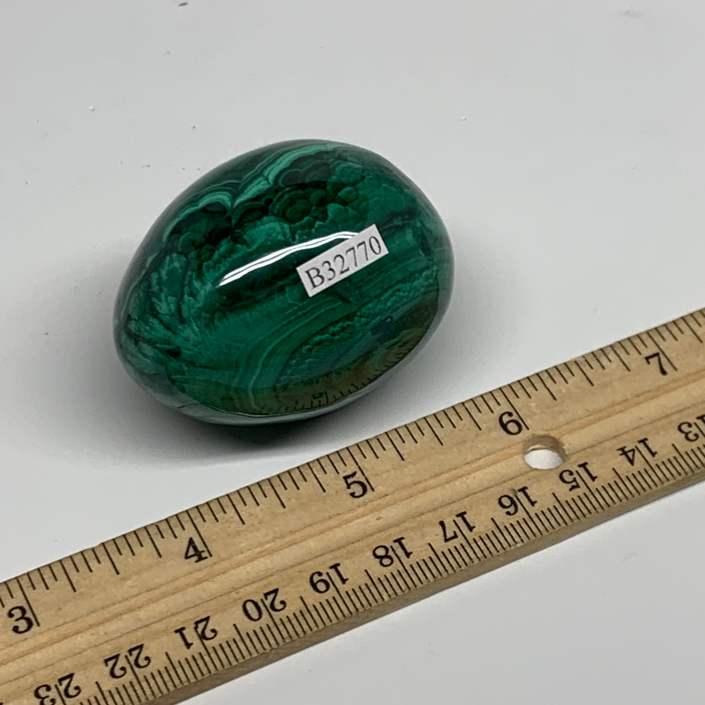 158g, 2"x1.6", Natural Solid Malachite Egg Polished Gemstone @Congo, B32770