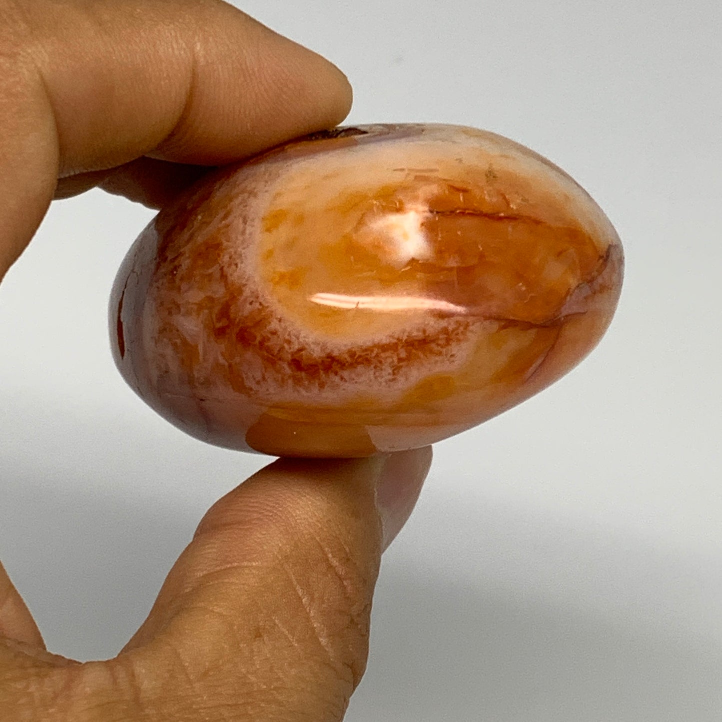 134.7g, 2.5"x2"x1.2", Red Carnelian Palm-Stone Gem Crystal Polished, B28399