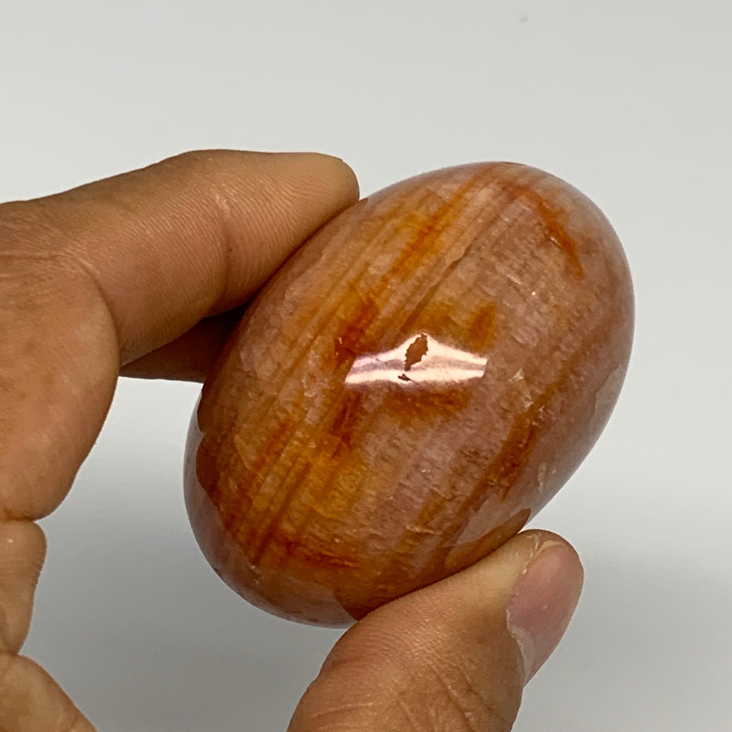 124g, 2.1"x1.9"x1.3", Red Carnelian Palm-Stone Gem Crystal Polished, B28402