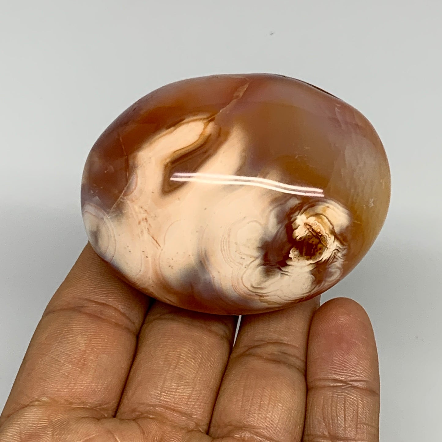 165.3g, 2.4"x2"x1.5", Red Carnelian Palm-Stone Gem Crystal Polished, B28403