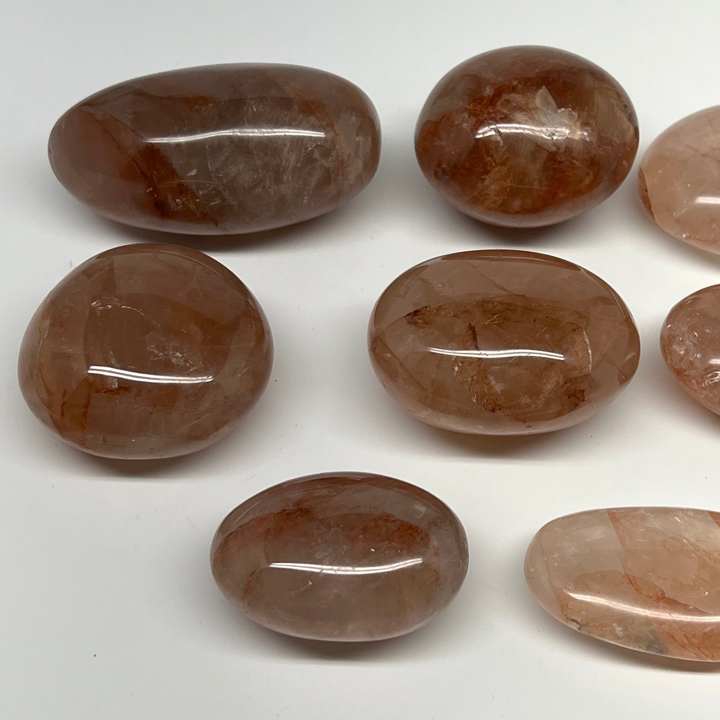 2.2 Lbs, 2-3.2", 8pcs, Red Hematoid Palm-Stone Polished Wholesale , B21196