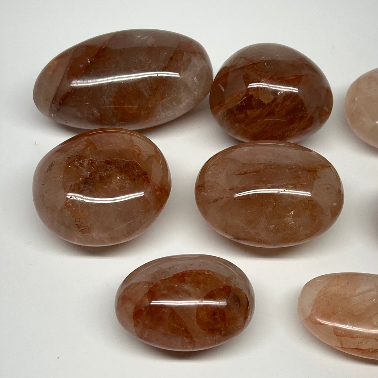 2.2 Lbs, 2-3.2", 8pcs, Red Hematoid Palm-Stone Polished Wholesale , B21196