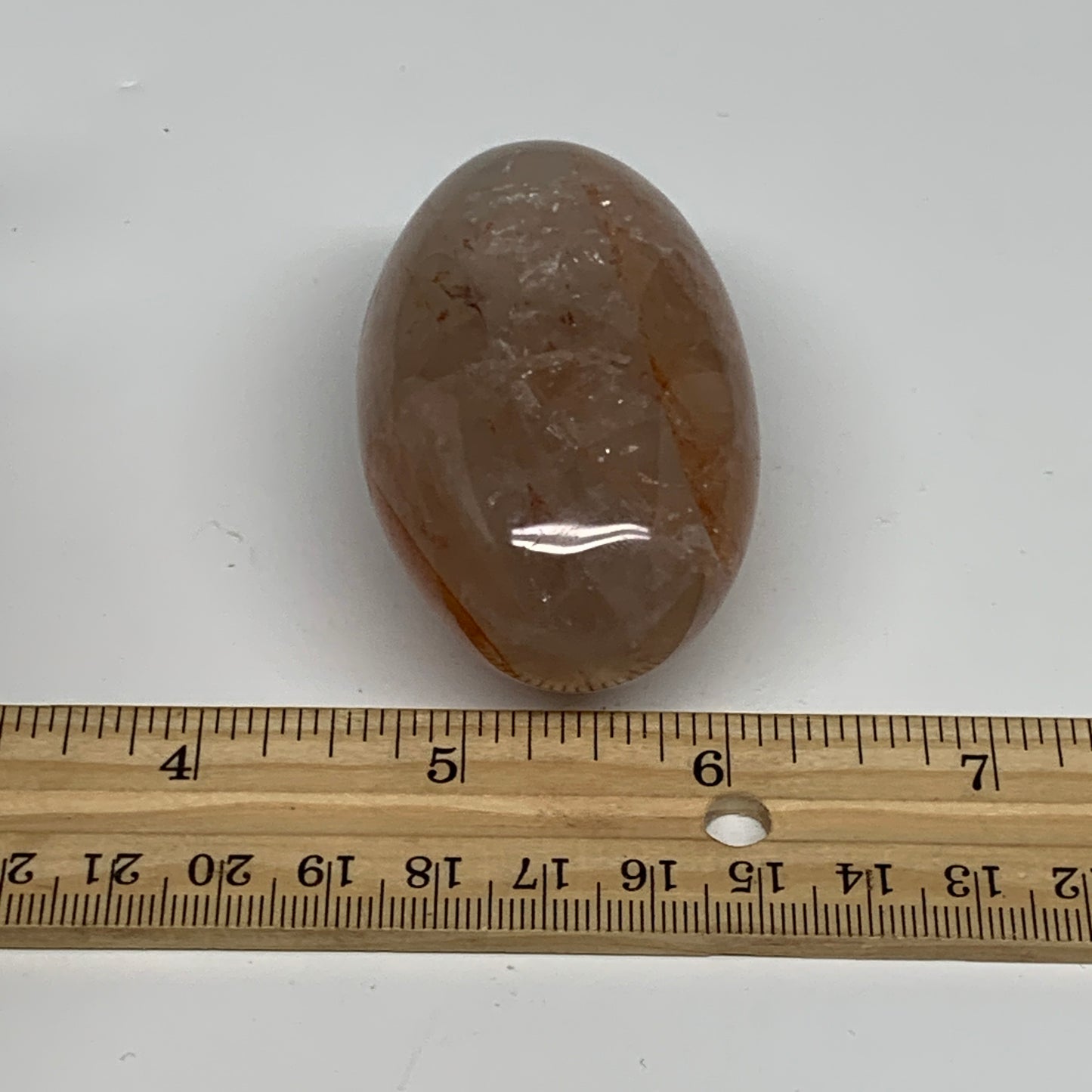 129.7g,2.6"x1.5"x1.3", Red Hematoid Fire Quartz Palm-Stone Crystal Polished, B30