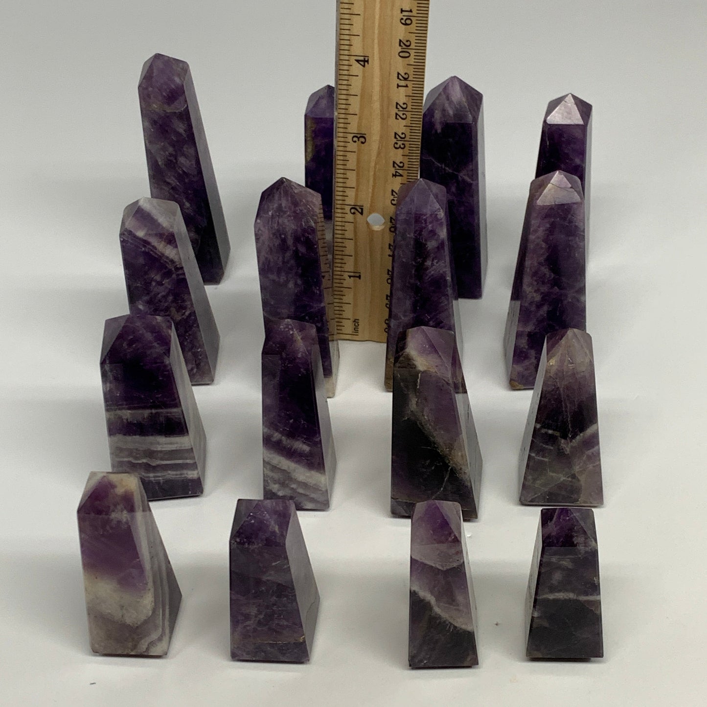 2.2 lbs, 2" - 3.5", 17pcs, Natural Amethyst Towers, Obelisks, B29164