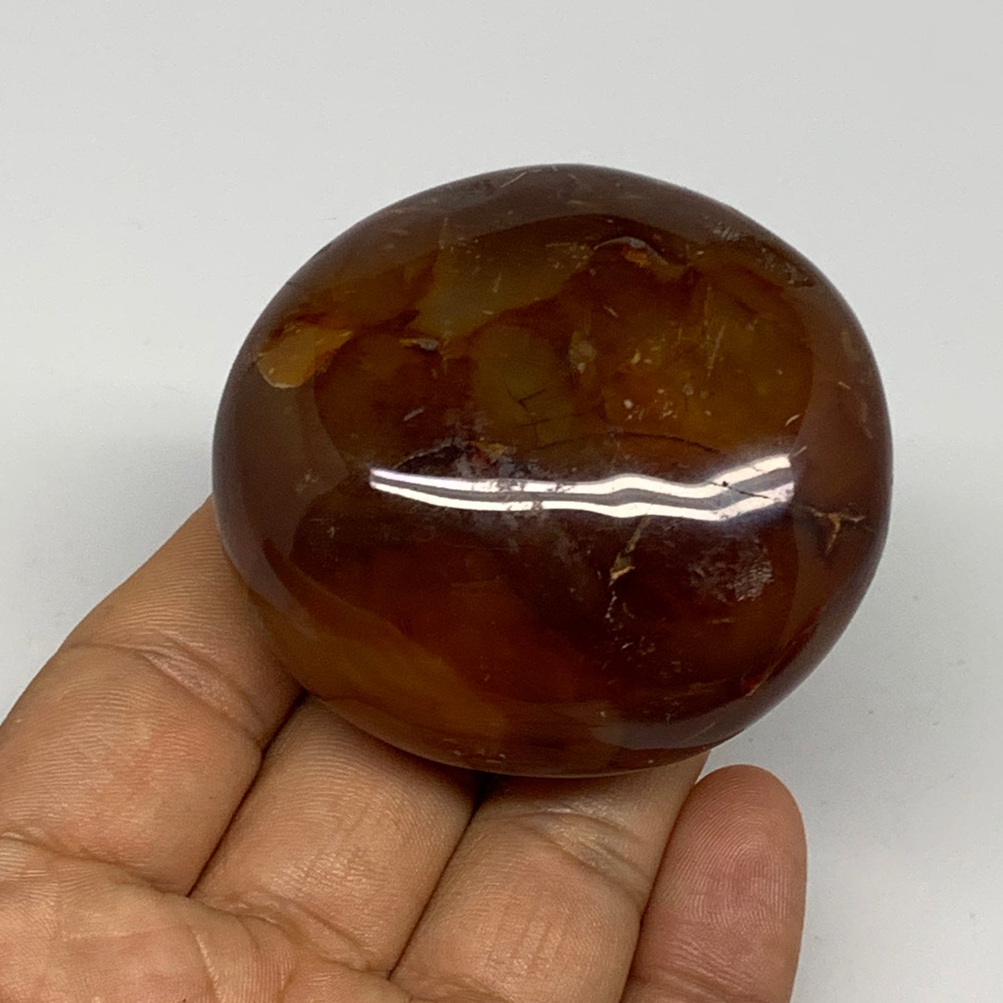 120.2g, 2.3"x2.1"x1.1", Red Carnelian Palm-Stone Gem Crystal Polished, B28422