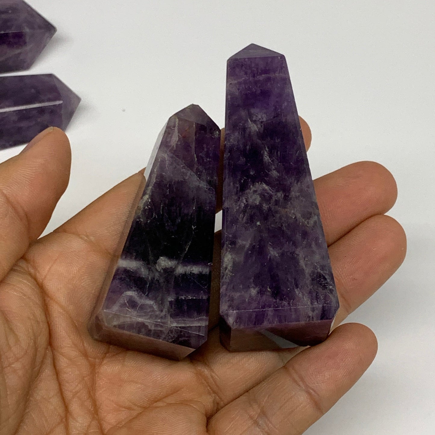 2.2 lbs, 2" - 3.5", 17pcs, Natural Amethyst Towers, Obelisks, B29164