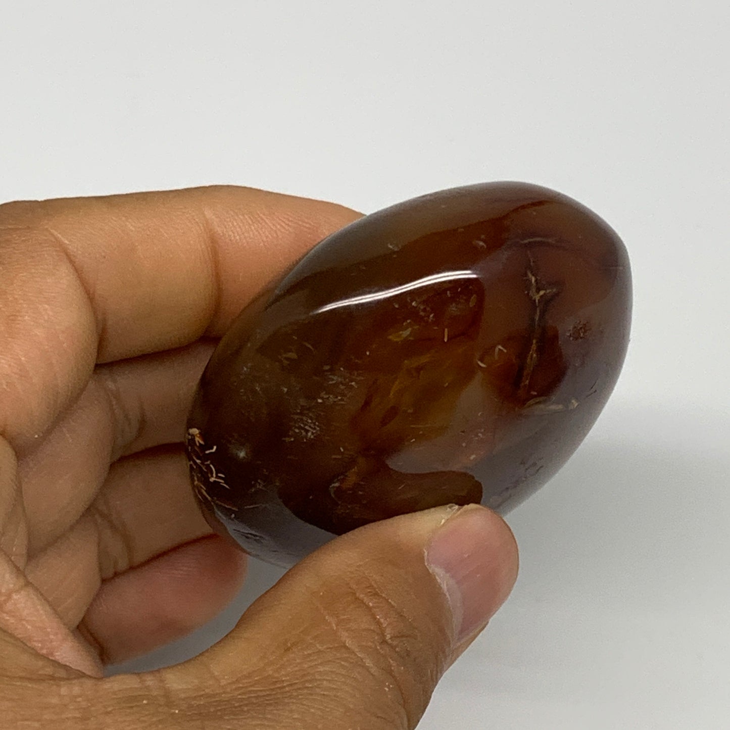 120.2g, 2.3"x2.1"x1.1", Red Carnelian Palm-Stone Gem Crystal Polished, B28422