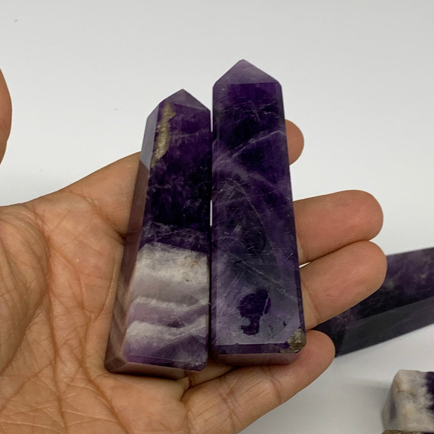 2.2 lbs, 2" - 3.5", 17pcs, Natural Amethyst Towers, Obelisks, B29164