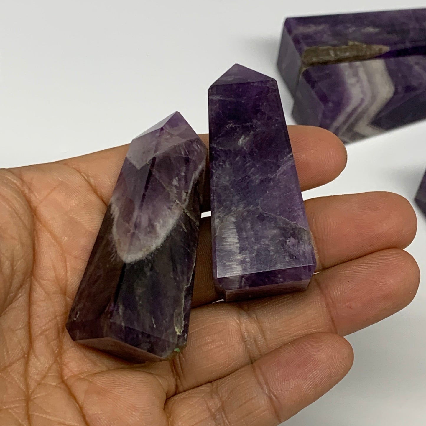 2.2 lbs, 2" - 3.5", 17pcs, Natural Amethyst Towers, Obelisks, B29164