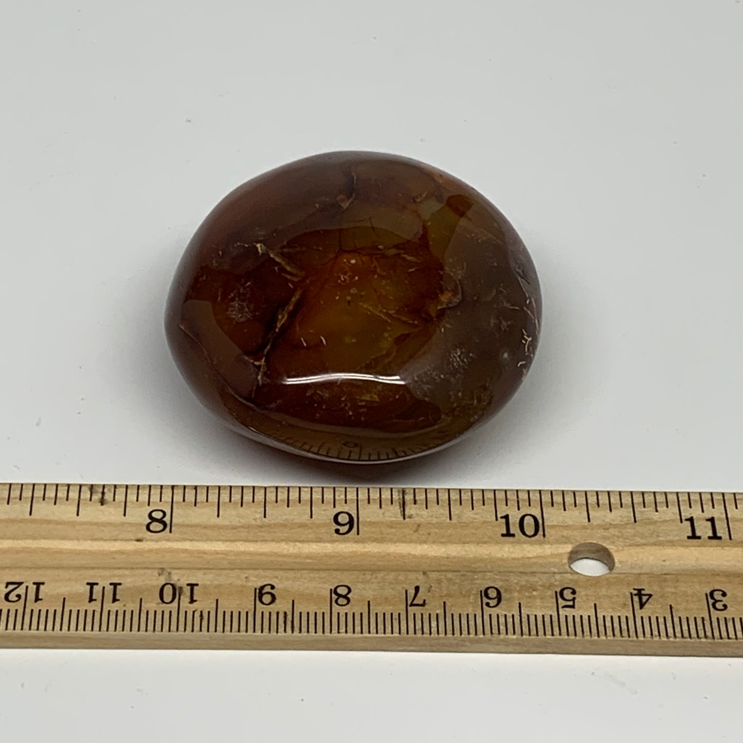 120.2g, 2.3"x2.1"x1.1", Red Carnelian Palm-Stone Gem Crystal Polished, B28422