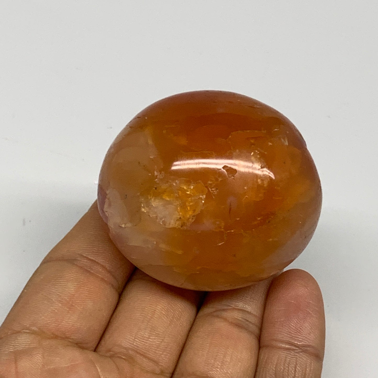 114.8g, 2"x1.8"x1.4", Red Carnelian Palm-Stone Gem Crystal Polished, B28423