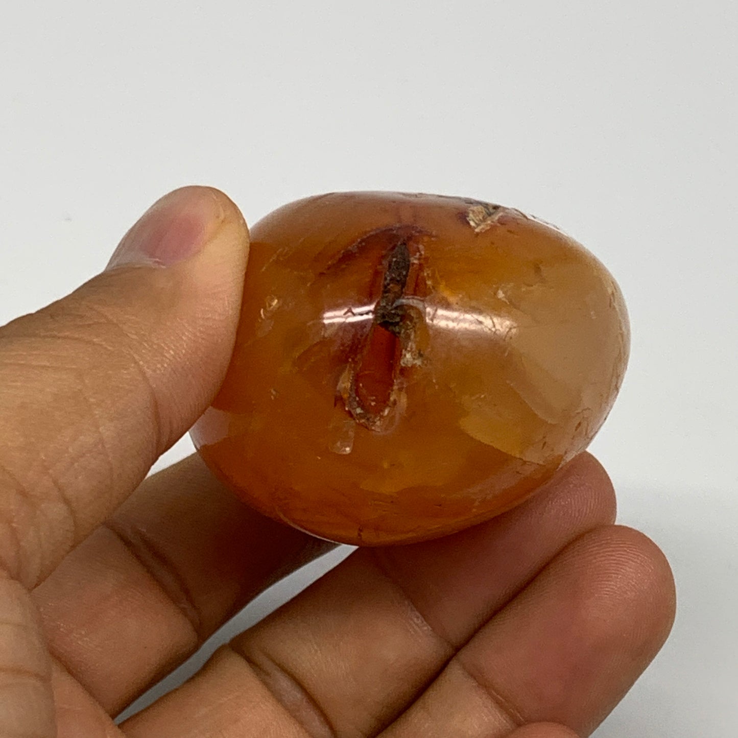 114.8g, 2"x1.8"x1.4", Red Carnelian Palm-Stone Gem Crystal Polished, B28423