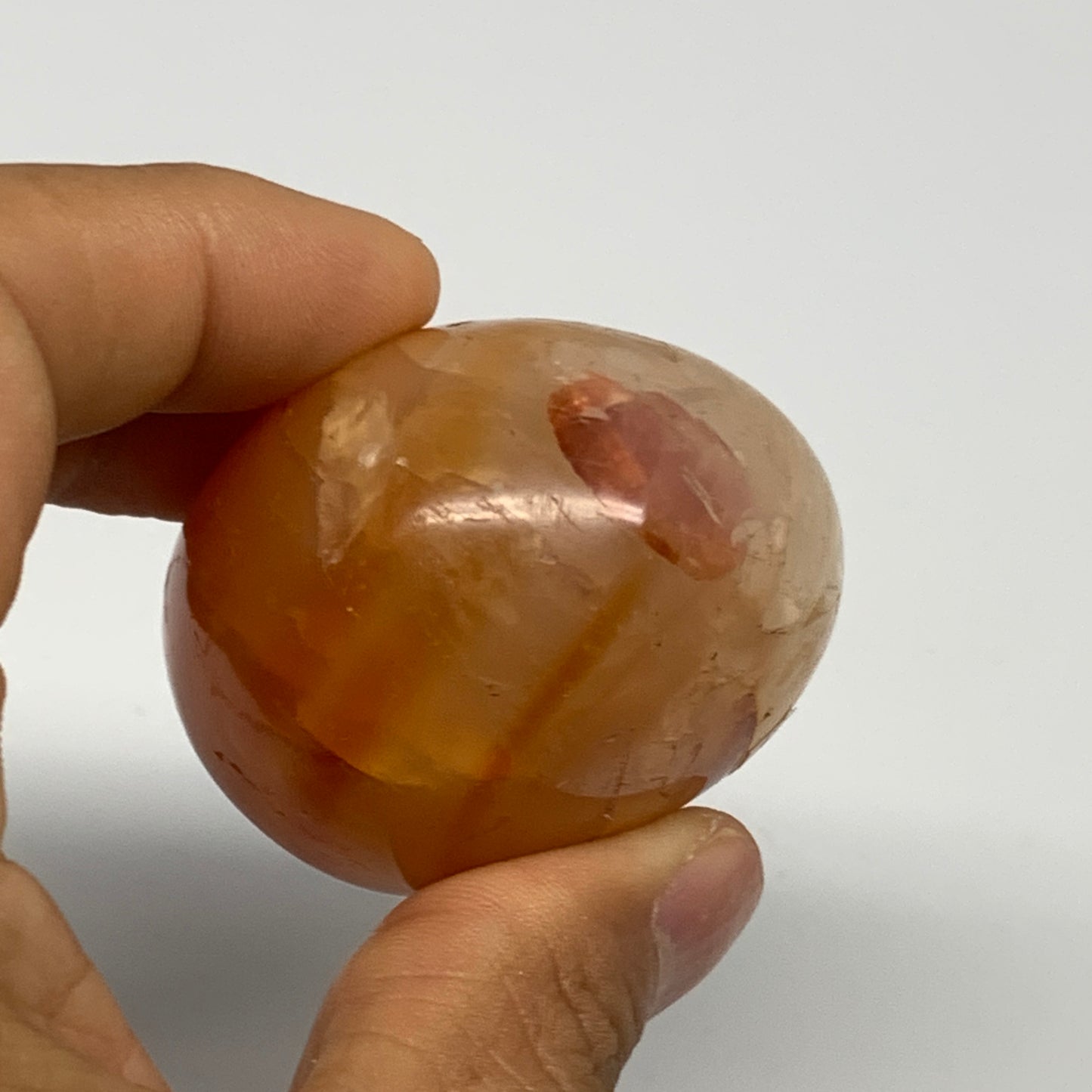 114.8g, 2"x1.8"x1.4", Red Carnelian Palm-Stone Gem Crystal Polished, B28423