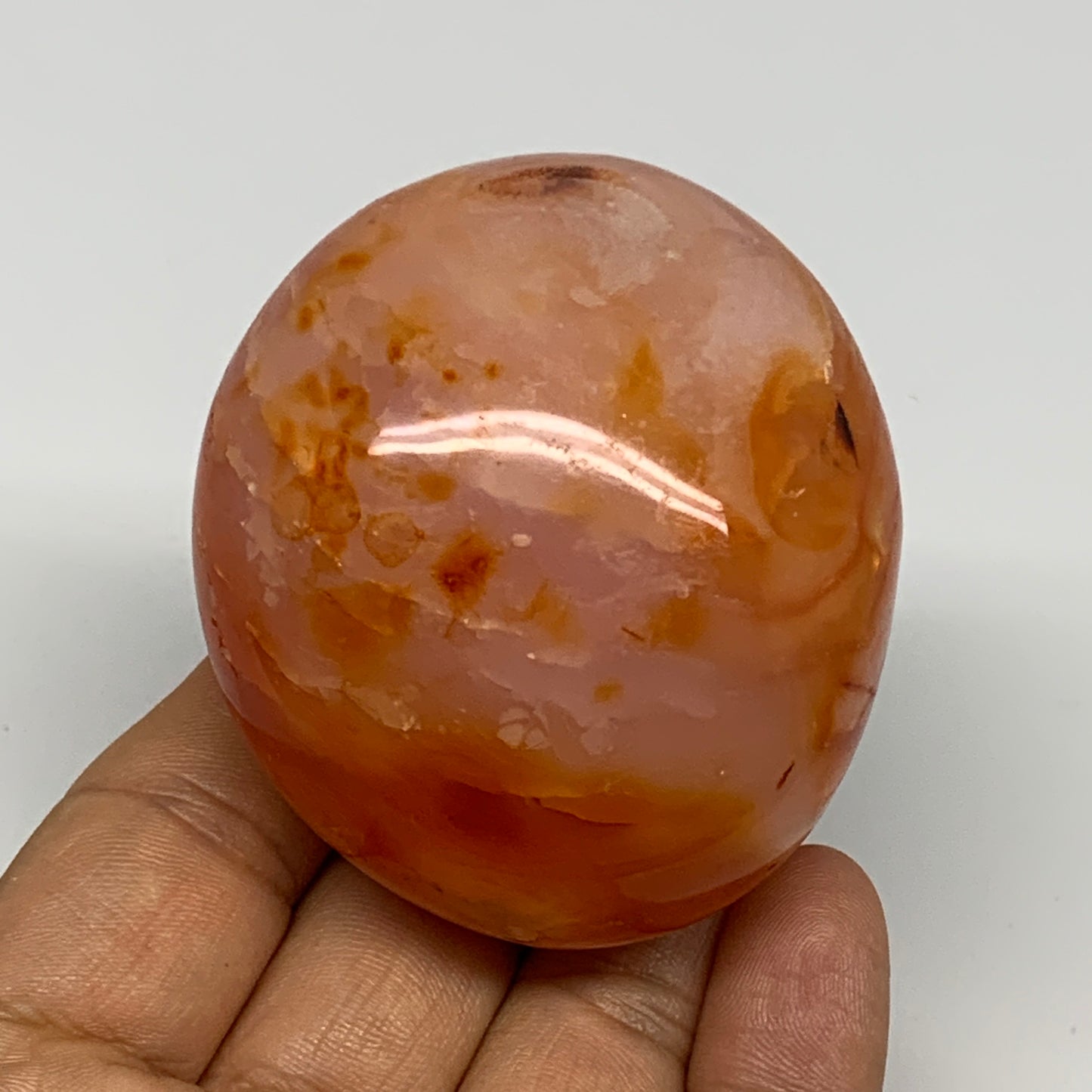 165.6g, 2.4"x2.1"x1.5", Red Carnelian Palm-Stone Gem Crystal Polished, B28424